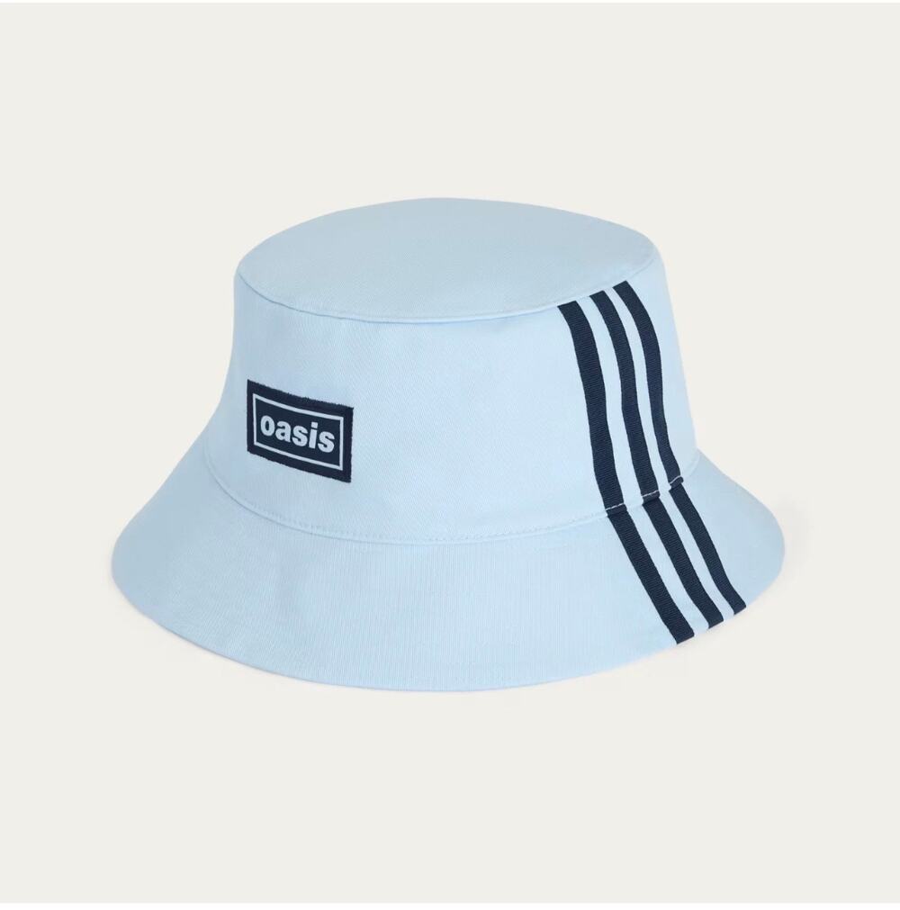 Adidas x Oasis Tour 2025 Bucket Hat Light Blue Stripe Embroidered Trefoil NEW